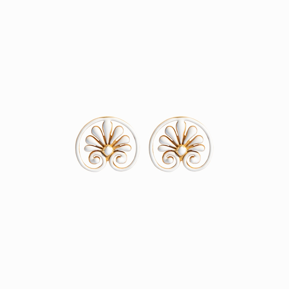 Palmette Earrings White 