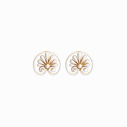 Palmette Earrings White 