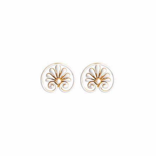 Palmette Earrings White 